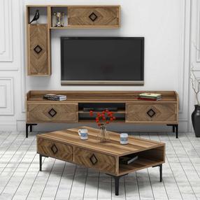 Svetainės baldų komplektas Kalune Design Samba, vidaus, riešuto sp.