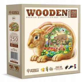 Medinė dėlionė Wooden City Garden Bunny, 37.5 cm x 25.4 cm, 250 vnt., įvairių spalvų