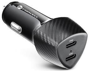 Auto telefona lādētājs Forcell CC50-2C Dual USB-C, 2 x USB-C, melna krās., 40 W