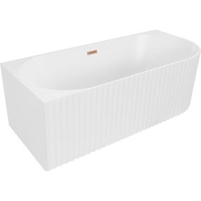 Vonia su sienele, laisvai pastatoma/kampinė Mexen Gia Left, 170 cm x 80 cm x 58 cm, stačiakampis, balta sp./vario sp.