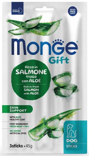 Skanėstas šunims Monge Gift Dog Sticks Skin Support Salmon With Aloe, lašiša, 0.045 kg