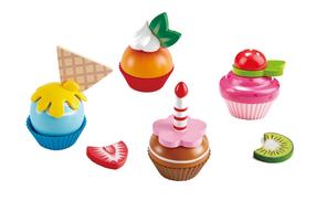 Žaisliniai virtuvės reikmenys Hape Cupcakes E3157, įvairių spalvų