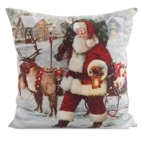 Kalėdinis dekoratyvinės pagalvėlės užvalkalas PSWA-324, balta/įvairių spalvų, 45 cm x 45 cm