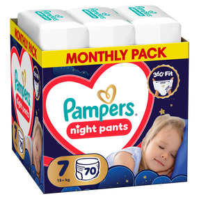 Üleöö mähkmed Pampers Night, 7 suurus, 15 kg, 70 tk