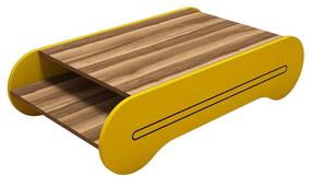 Kohvilaud Kalune Design Cool, kollane v./pähklipuu v., 120 cm x 63.6 cm x 30 cm