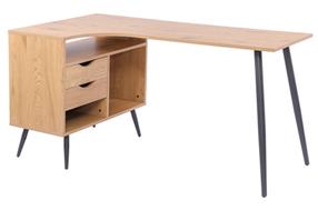 Kampinis rašomasis stalas Home4you Georgia, 145 cm x 80 cm, 75 cm, ruda sp.