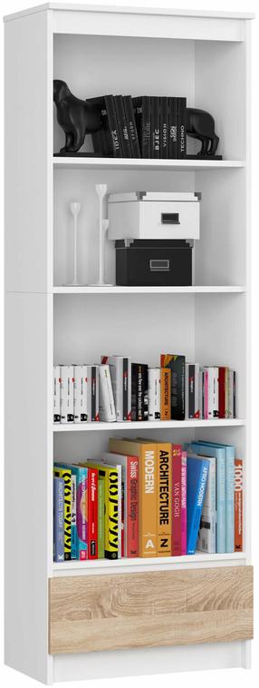 Knygų lentyna Akord Furniture Factory R60, ruda/balta, 60 cm x 35 cm x 180 cm