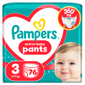 Sauskelnės-kelnaitės Pampers Active Baby Pants, 3 dydis, 76 vnt.