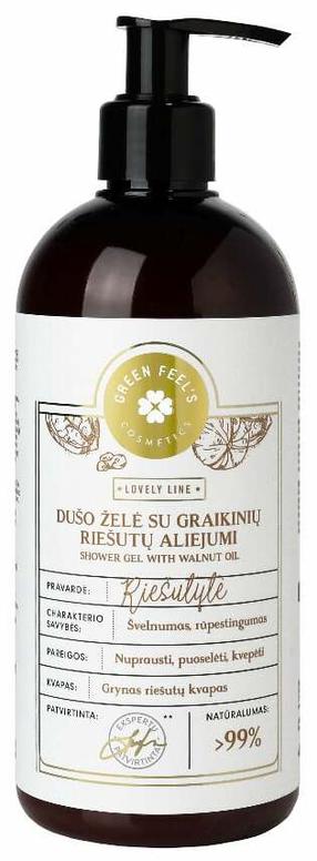 Kūno prausimosi želė Green Feel's Lovely Line With Walnut Oil, 400 ml