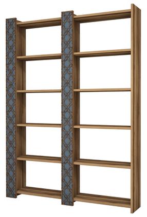 Põrandariiul Kalune Design City 2, sinine v./pähklipuu v., 170 cm x 24.2 cm x 124.6 cm