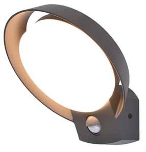 Sieninis lauko šviestuvas Lutec Polo PIR, 16.1W, LED, IP54, tamsiai pilka sp., 16.4 cm x 16.2 cm