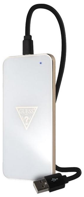 Telefona lādētājs Guess Universal Inductive QI, USB/Qi Wireless, zelta krās./balta krās.