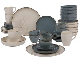 Pusdienu servīze Ambition Craft Blue&Beige, porcelāna, zila krās./brūna krās., 42 gab.