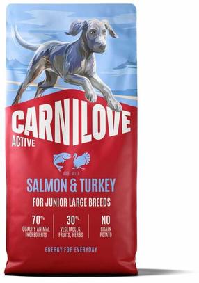 Sausas šunų maistas Carnilove Active Junior Large Breeds, kalakutiena/lašiša, 12 kg