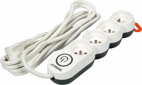 Pikendusjuhe Sthor 72353, 3 x 1,5 mm², 1.5 m, IP20, 4 pesa, lülitiga, valge v.