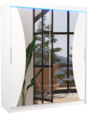 Riidekapp ADRK Charlotte LED, valge v., 58 cm x 180 cm x 215 cm, peegliga