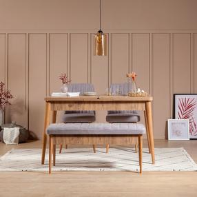 Valgomojo komplektas Kalune Design Vina 0701, violetinė sp./pušies sp.