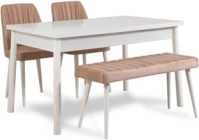 Valgomojo komplektas Kalune Design Costa 0900 - 3 B, balta sp./rožinė sp.