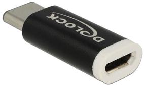 Adapteris Delock USB-micro B to USB C Micro USB female, USB Type C, juoda sp.