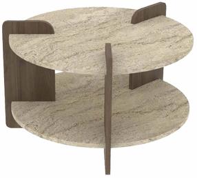 Kohvilaud Kalune Design Oalla, pähklipuu v./travertine v., 70 cm x 70 cm x 45 cm