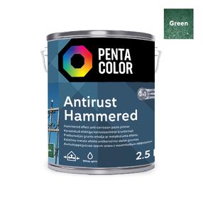 Emaliniai dažai, universalūs Pentacolor Anti Rust Hammered, blizgus, 2.5 l, žalia sp.