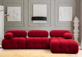 Kampinė sofa Hanah Home Bubble L1-O1-1R -PUF, raudona sp., 190 x 288 cm x 75 cm