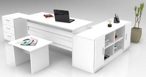 Biuro baldų komplektas Kalune Design VO13 W, balta sp., 61.8 cm x 46.3 cm x 139.8 cm