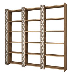 Pastatoma lentyna Kalune Design City 3, kreminė sp./riešuto sp., 170 cm x 24.2 cm x 184.6 cm
