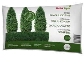 Trąšos visžaliams augalams, spygliuočiams Baltic Agro, granuliuotos, 15 kg