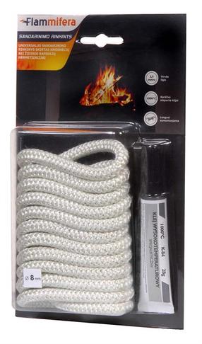 Blīvēšanas komplekts Flammifera, 250 cm, 0.8 cm, tekstilmateriāls, balta krās./melna krās.