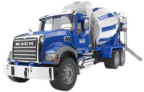 Žaislinis betonvežis Bruder Mack Granite Cement Mixer 02814, 1:16, mėlyna sp./balta sp.