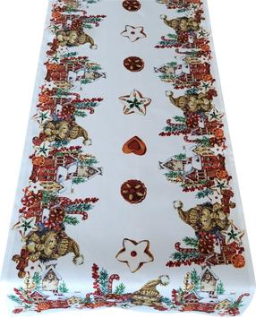 Kalėdinis stalo takelis stačiakampė OS321-01, ruda sp./balta sp./raudona sp., 40 x 85 cm