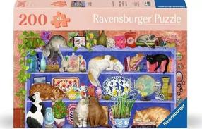 Puzle Ravensburger XL Cats On The Shelf, 23.1 cm x 33.5 cm, 200 gab., daudzkrāsaina