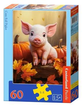 Dėlionė Castorland 60 el. Cute Fall Piglet 066285, 32 cm x 23 cm, 60 vnt., įvairių spalvų
