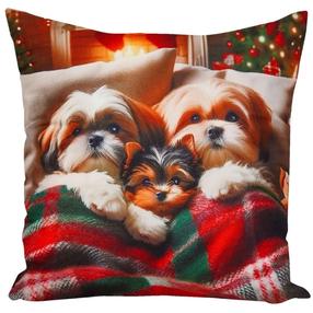 Kalėdinis dekoratyvinės pagalvėlės užvalkalas JCLA-109, raudona/smėlio/žalia, 40 cm x 40 cm