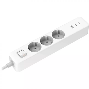 Pikendusjuhe Xiaomi Power Strip 2C1A, 3 x 1 mm², 1.4 m, IP22, 3 pesa, 3USB, lülitiga, valge v.