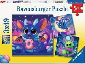 Puzle 3in1 Ravensburger Night Creatures, 19 cm x 27 cm, 147 gab., daudzkrāsaina