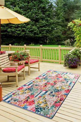 Paklājs Conceptum Hypnose Tropical - Pink, daudzkrāsaina, 190 cm x 140 cm