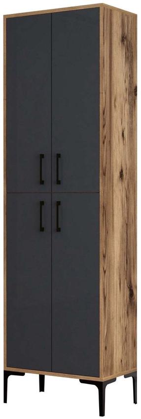 Batų spintelė Kalune Design Berlin A, antracito sp./riešuto sp., 35 cm x 60 cm x 200 cm