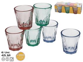 Šota glāžu komplekts Kitchen&GO, stikls, 0.045 l, 6 gab., daudzkrāsains
