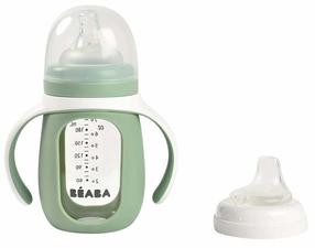 Bērnu pudele dzeršanai Beaba, 210 ml, 4 mēn., balta krās./zaļa krās.