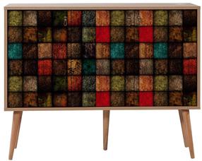 Spintelė Kalune Design Mega 723, ąžuolo sp./įvairių spalvų, 120 cm x 36 cm x 90 cm
