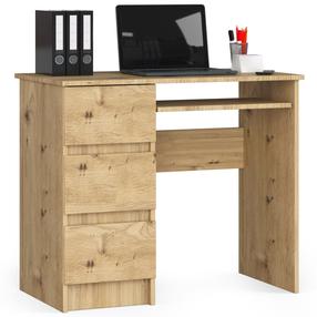 Kirjutuslaud sahtlitega Akord A6 Left, 90 cm x 50 cm, 77 cm, tamm v.