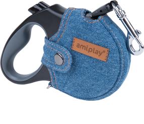 Automatinis pavadėlis Amiplay Denim, mėlyna sp., S 5m