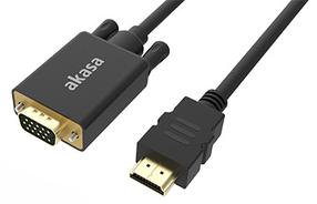 Adapteris Akasa AK-CBHD26-20BK HDMI, VGA, 2 m, melna krās.