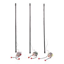 Žaislas katėms ant pagaliuko Flamingo Dangler, juoda sp./pilka sp.