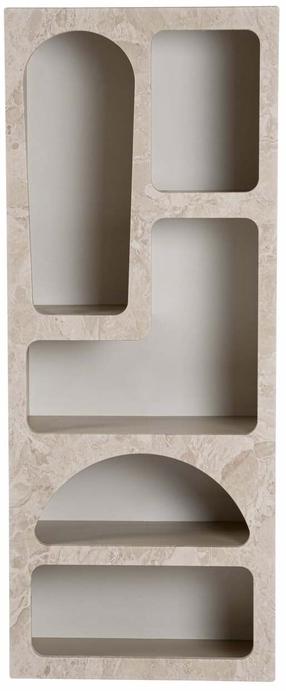 Knygų lentyna Nordure Venus, marmuro sp./smėlio ruda sp./travertine sp., 150 cm x 60 cm x 32 cm