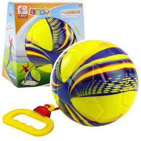 Lauko žaislas, kamuolys Lean Toys Football Drawstring, 14 cm x 14 cm, mėlyna sp./geltona sp.