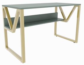 Rašomasis stalas Kalune Design Lona 875ZNA4543, 120 cm x 60 cm, 72.8 cm, aukso sp./žalia sp.