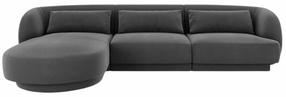 Kampinė sofa Cosmopolitan Design Tulum Velvet Bluvel 14, pilka sp., kairinė, 156 x 255 cm x 70 cm